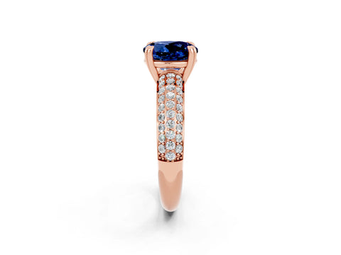 Rose gold Round Cut Cut Pave Diamond Engagement Ring with Channel Set Band and Four-Prong Setting_2