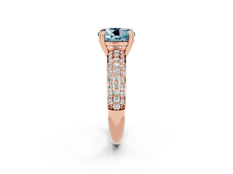 Rose gold Round Cut Cut Pave Diamond Engagement Ring with Channel Set Band and Four-Prong Setting_2
