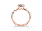 Rose gold Round Cut Cut Pave Diamond Engagement Ring with Channel Set Band and Four-Prong Setting_3