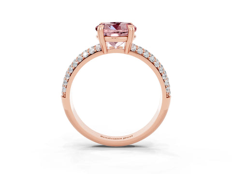 Rose gold Round Cut Cut Pave Diamond Engagement Ring with Channel Set Band and Four-Prong Setting_3