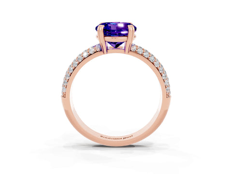 Rose gold Round Cut Cut Pave Diamond Engagement Ring with Channel Set Band and Four-Prong Setting_3