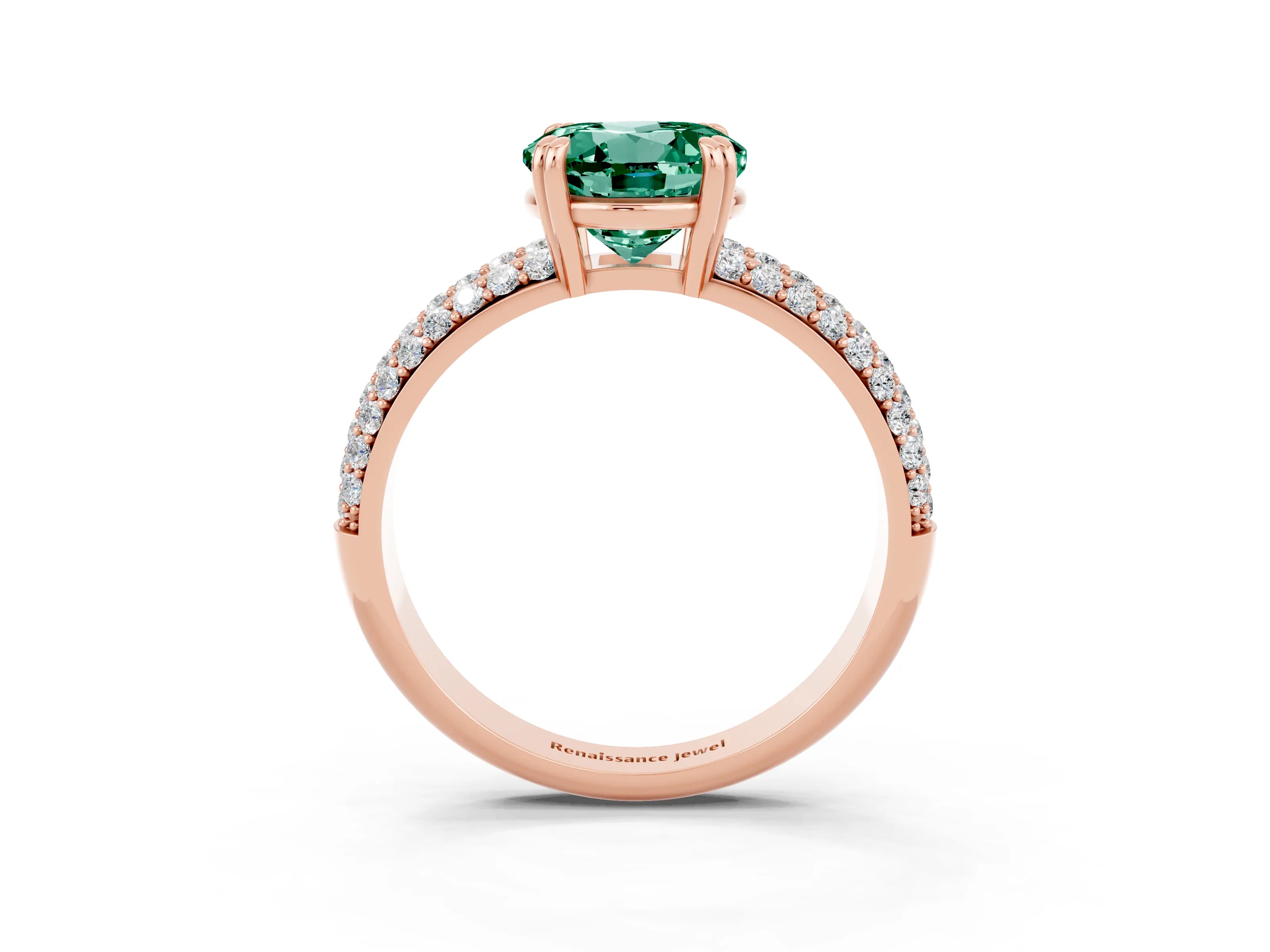 Rose gold Round Cut Cut Pave Diamond Engagement Ring with Channel Set Band and Four-Prong Setting_3