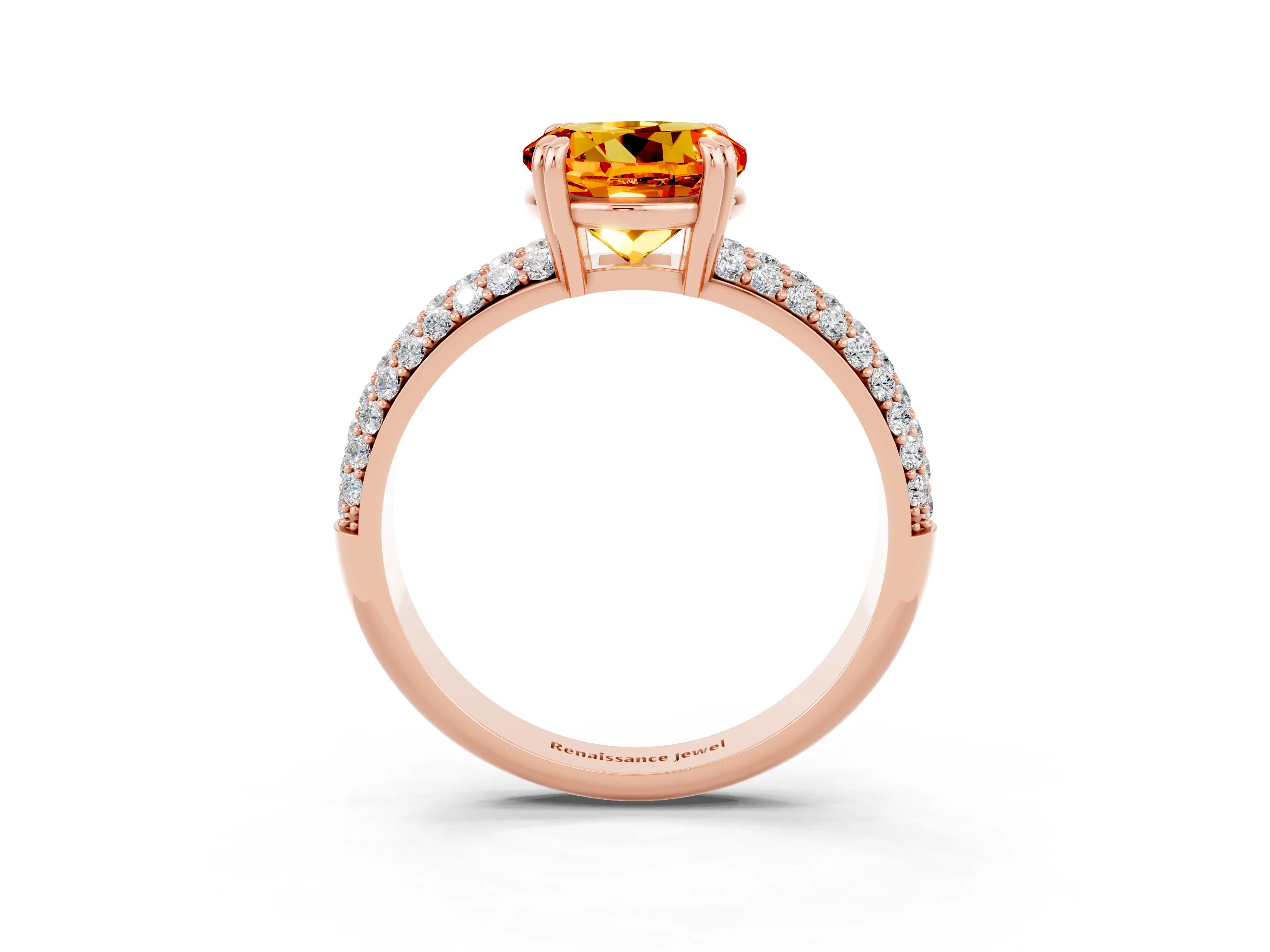 Rose gold Round Cut Cut Pave Diamond Engagement Ring with Channel Set Band and Four-Prong Setting_3