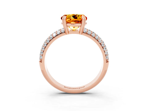 Rose gold Round Cut Cut Pave Diamond Engagement Ring with Channel Set Band and Four-Prong Setting_3