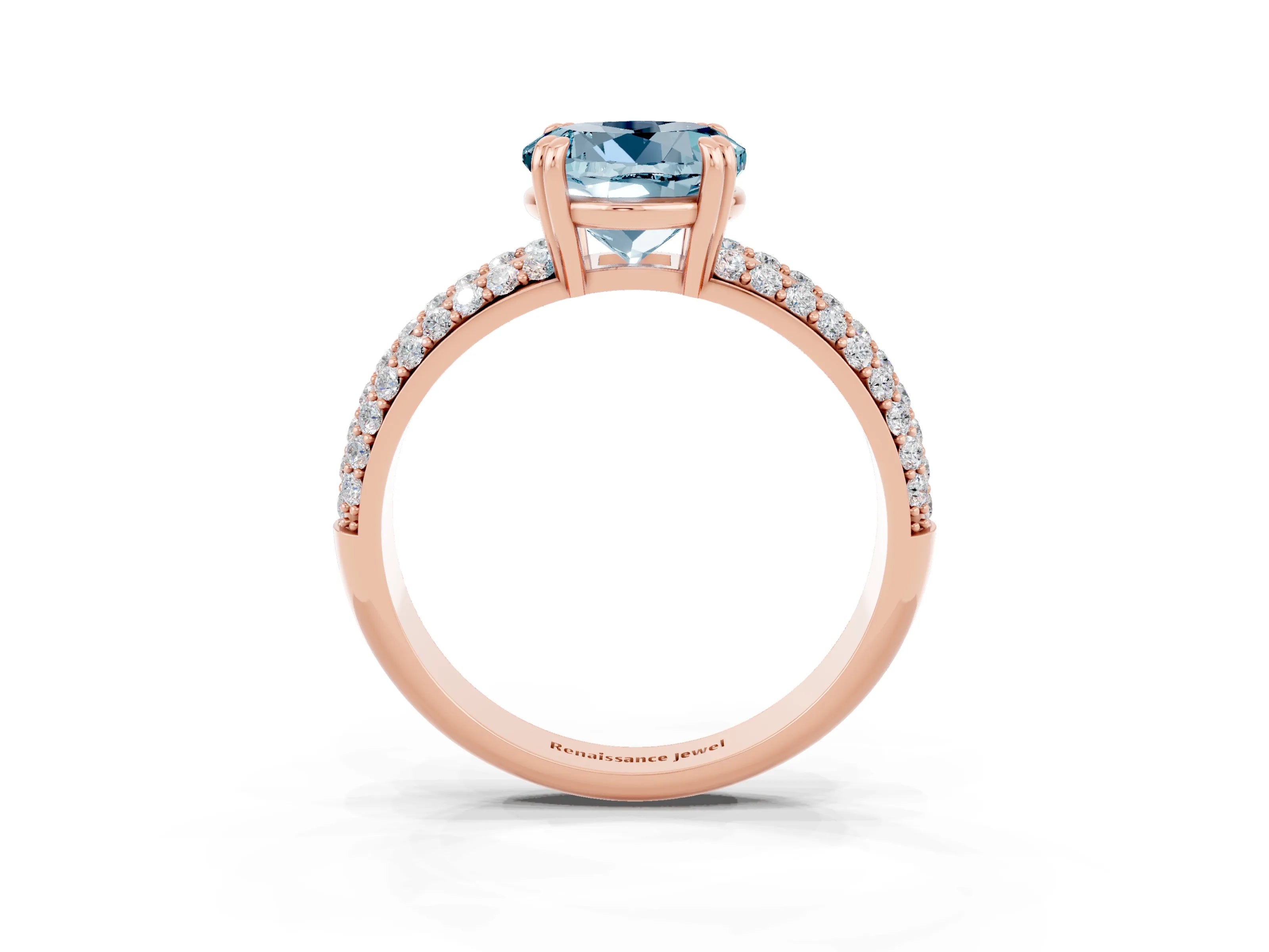 Rose gold Round Cut Cut Pave Diamond Engagement Ring with Channel Set Band and Four-Prong Setting_3