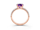 Rose gold Round Cut Cut Pave Diamond Engagement Ring with Channel Set Band and Four-Prong Setting_3