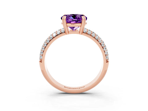 Rose gold Round Cut Cut Pave Diamond Engagement Ring with Channel Set Band and Four-Prong Setting_3