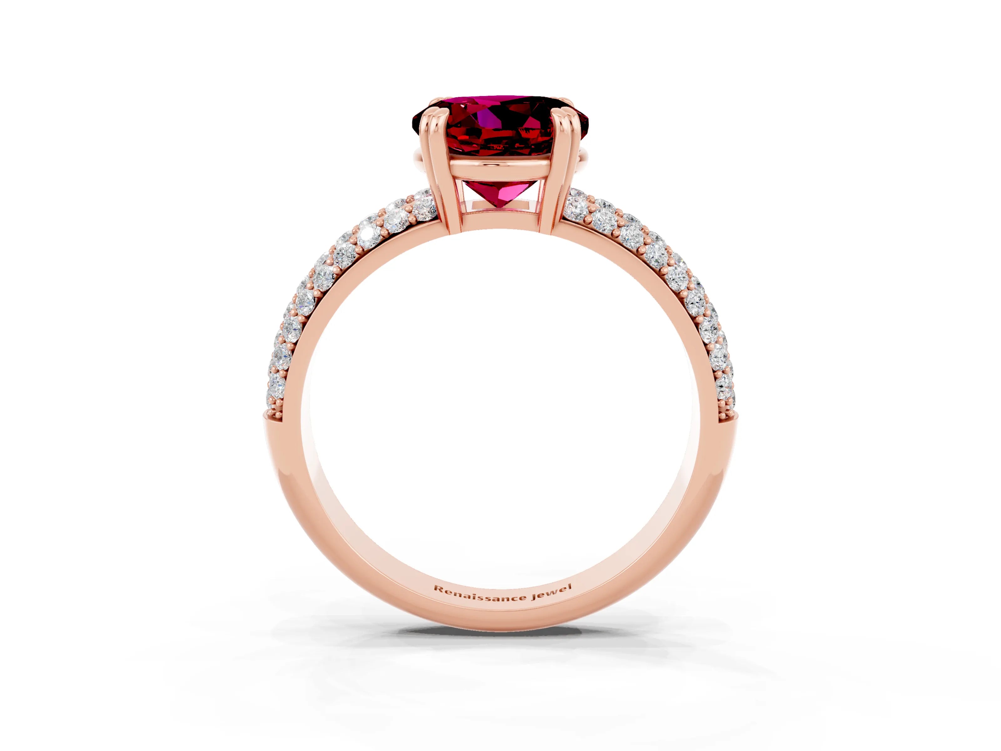 Rose gold Round Cut Cut Pave Diamond Engagement Ring with Channel Set Band and Four-Prong Setting_3