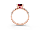 Rose gold Round Cut Cut Pave Diamond Engagement Ring with Channel Set Band and Four-Prong Setting_3