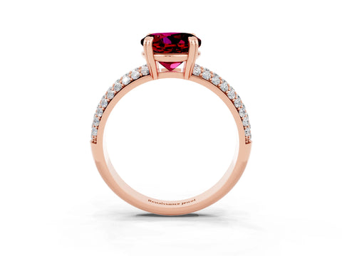 Rose gold Round Cut Cut Pave Diamond Engagement Ring with Channel Set Band and Four-Prong Setting_3