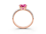 Rose gold Round Cut Cut Pave Diamond Engagement Ring with Channel Set Band and Four-Prong Setting_3