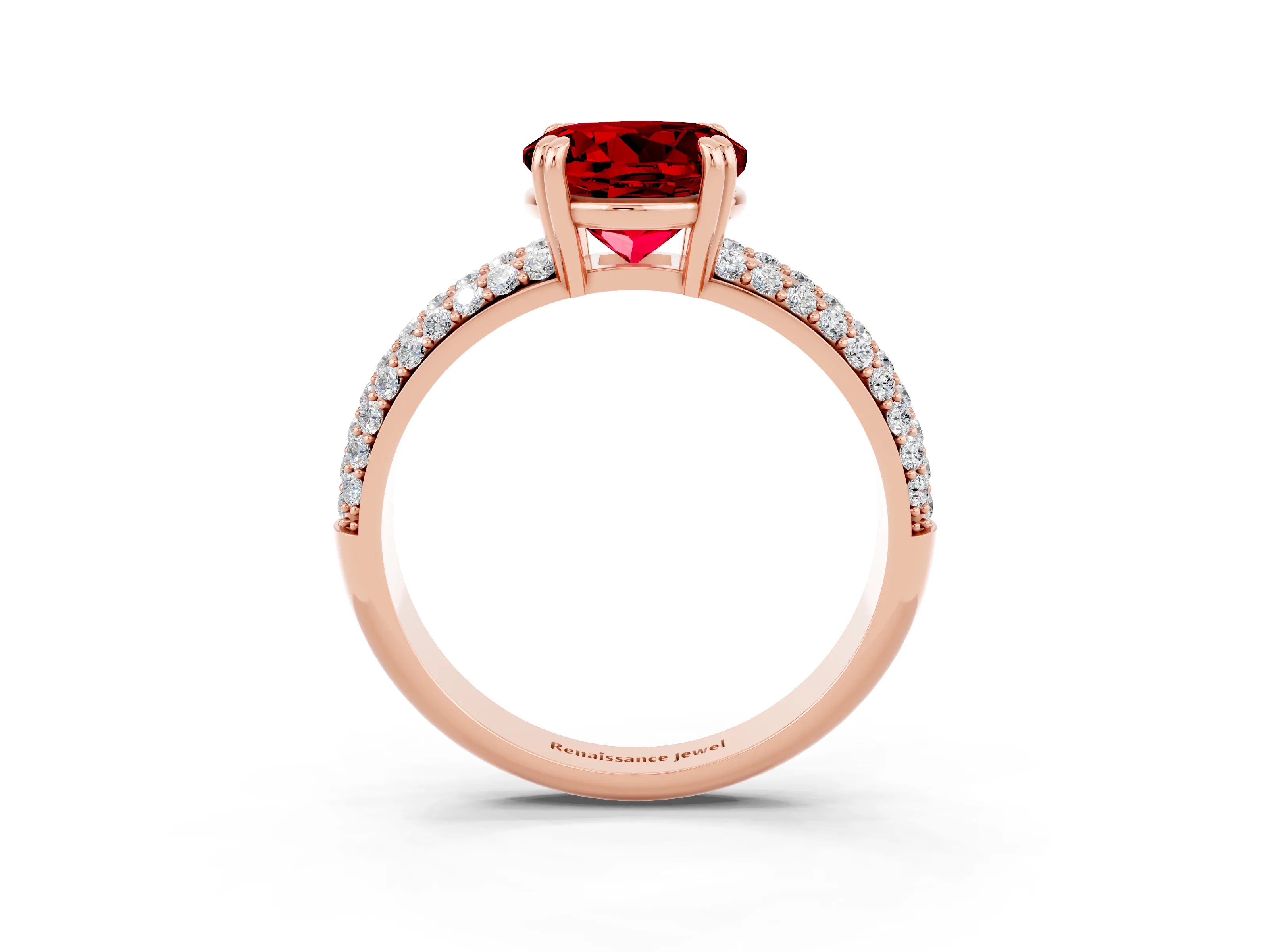Rose gold Round Cut Cut Pave Diamond Engagement Ring with Channel Set Band and Four-Prong Setting_3
