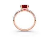 Rose gold Round Cut Cut Pave Diamond Engagement Ring with Channel Set Band and Four-Prong Setting_3