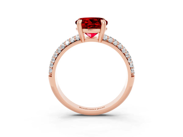 Rose gold Round Cut Cut Pave Diamond Engagement Ring with Channel Set Band and Four-Prong Setting
