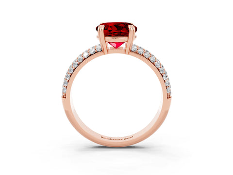 Rose gold Round Cut Cut Pave Diamond Engagement Ring with Channel Set Band and Four-Prong Setting_3