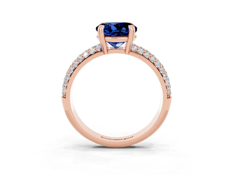 Rose gold Round Cut Cut Pave Diamond Engagement Ring with Channel Set Band and Four-Prong Setting_3