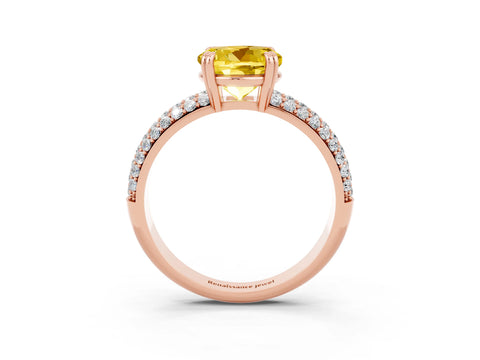 Rose gold Round Cut Cut Pave Diamond Engagement Ring with Channel Set Band and Four-Prong Setting_3