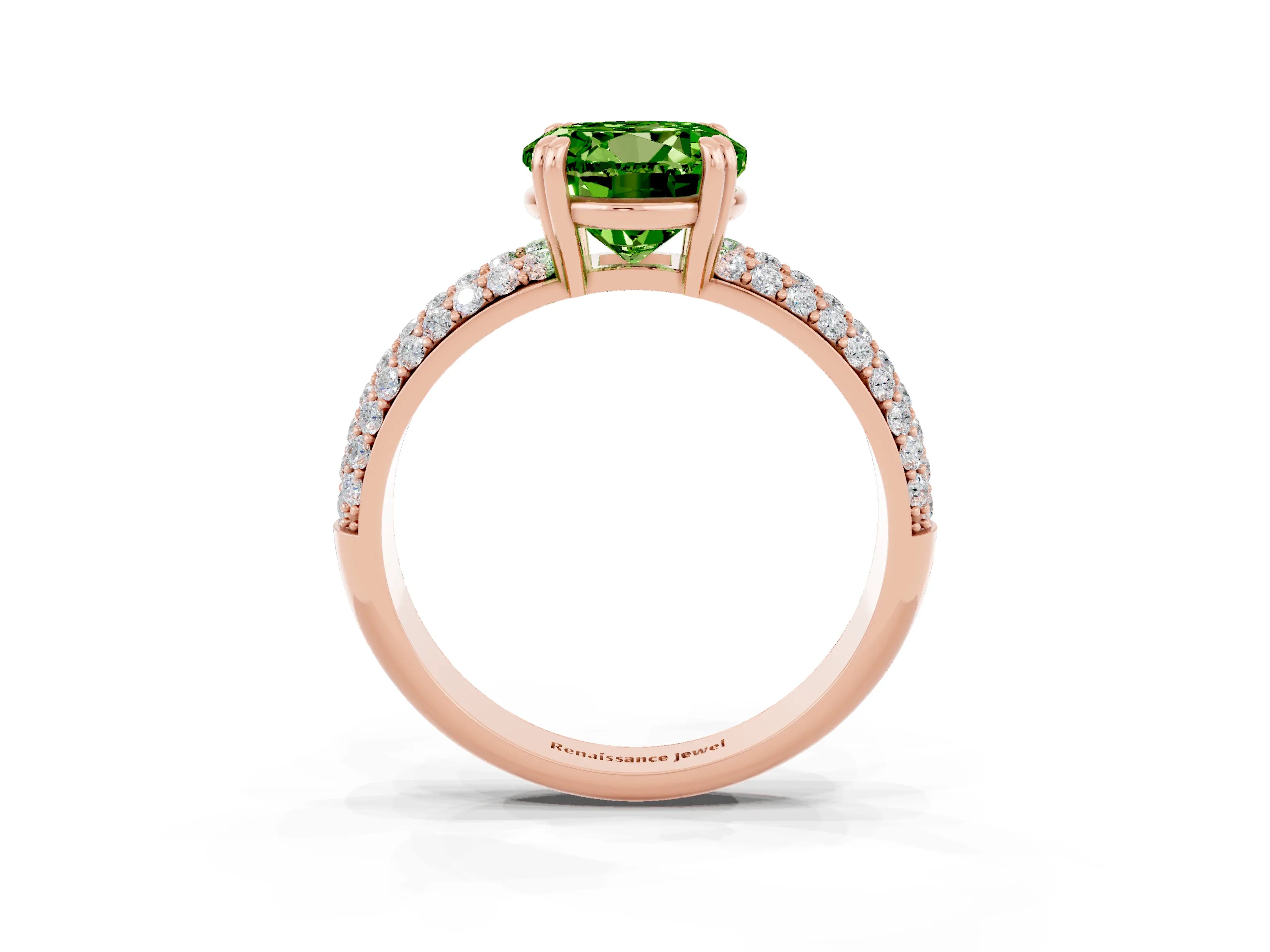 Rose gold Round Cut Cut Pave Diamond Engagement Ring with Channel Set Band and Four-Prong Setting_3