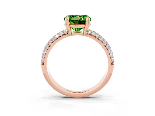 Rose gold Round Cut Cut Pave Diamond Engagement Ring with Channel Set Band and Four-Prong Setting