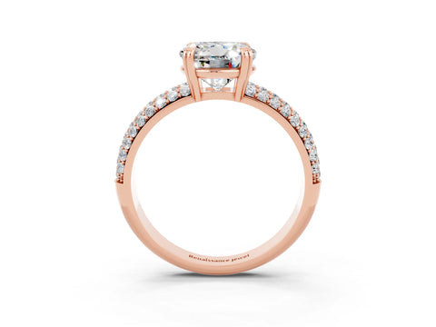 Rose gold Round Cut Cut Pave Diamond Engagement Ring with Channel Set Band and Four-Prong Setting_3