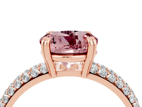 Rose gold Round Cut Cut Pave Diamond Engagement Ring with Channel Set Band and Four-Prong Setting_4