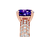 Rose gold Round Cut Cut Pave Diamond Engagement Ring with Channel Set Band and Four-Prong Setting_5