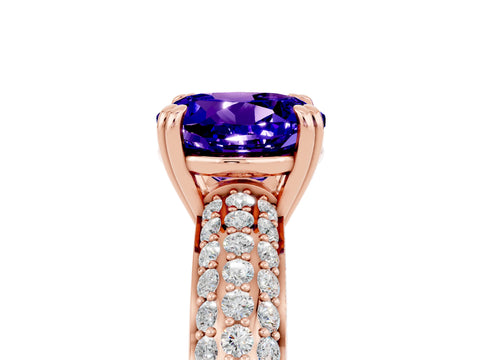 Rose gold Round Cut Cut Pave Diamond Engagement Ring with Channel Set Band and Four-Prong Setting_5