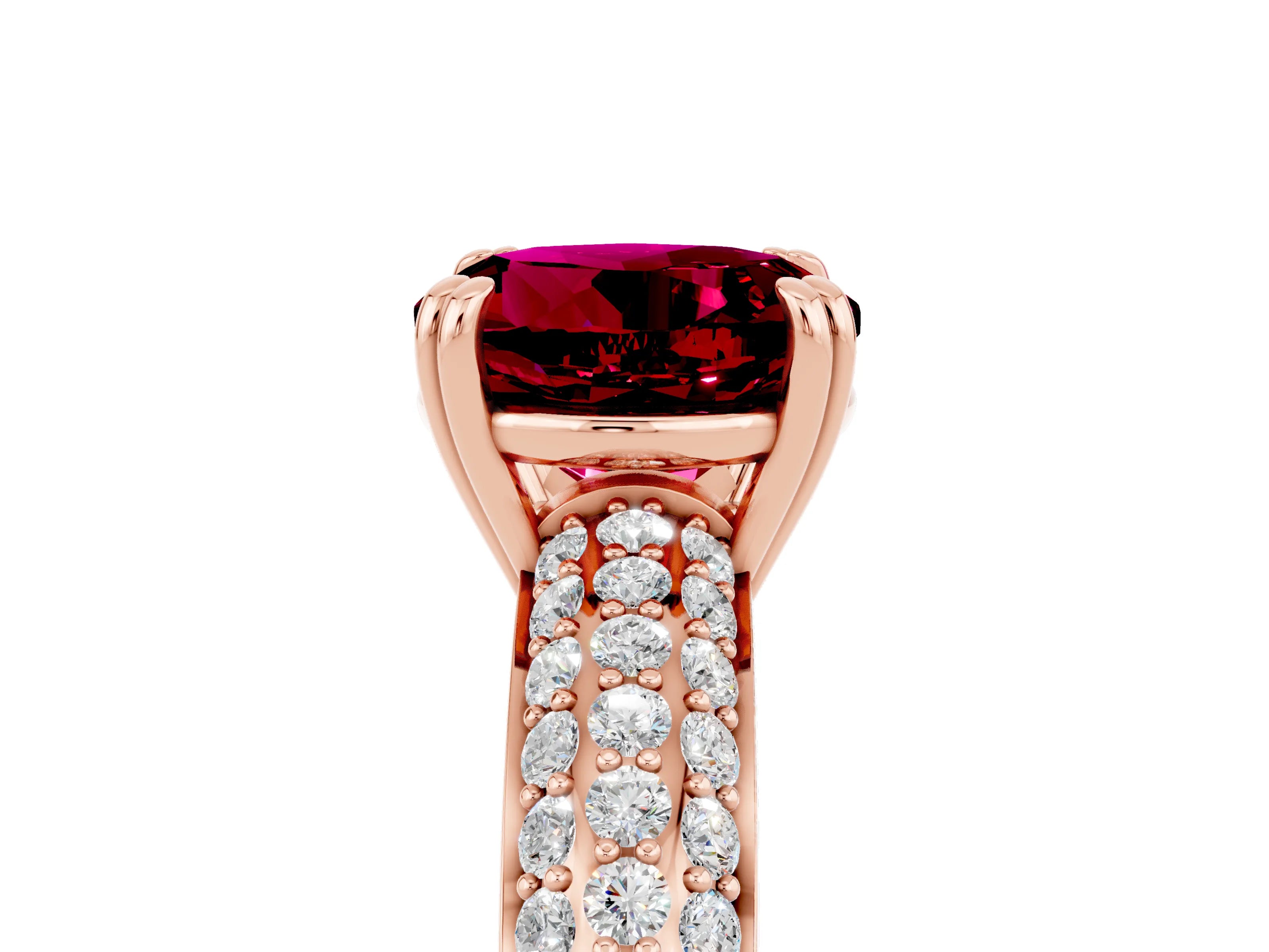 Rose gold Round Cut Cut Pave Diamond Engagement Ring with Channel Set Band and Four-Prong Setting_5