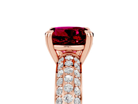 Rose gold Round Cut Cut Pave Diamond Engagement Ring with Channel Set Band and Four-Prong Setting_5