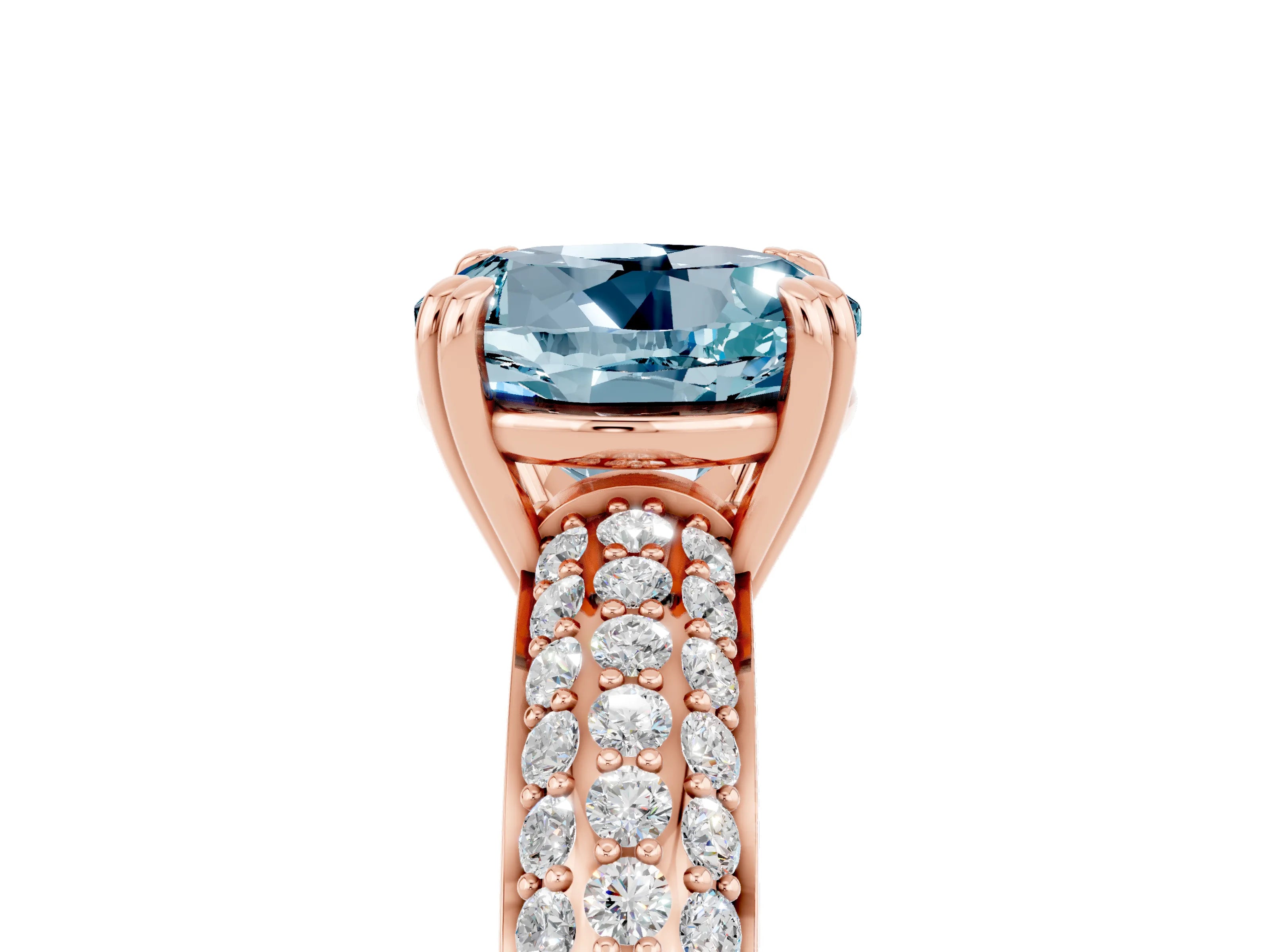 Rose gold Round Cut Cut Pave Diamond Engagement Ring with Channel Set Band and Four-Prong Setting_5