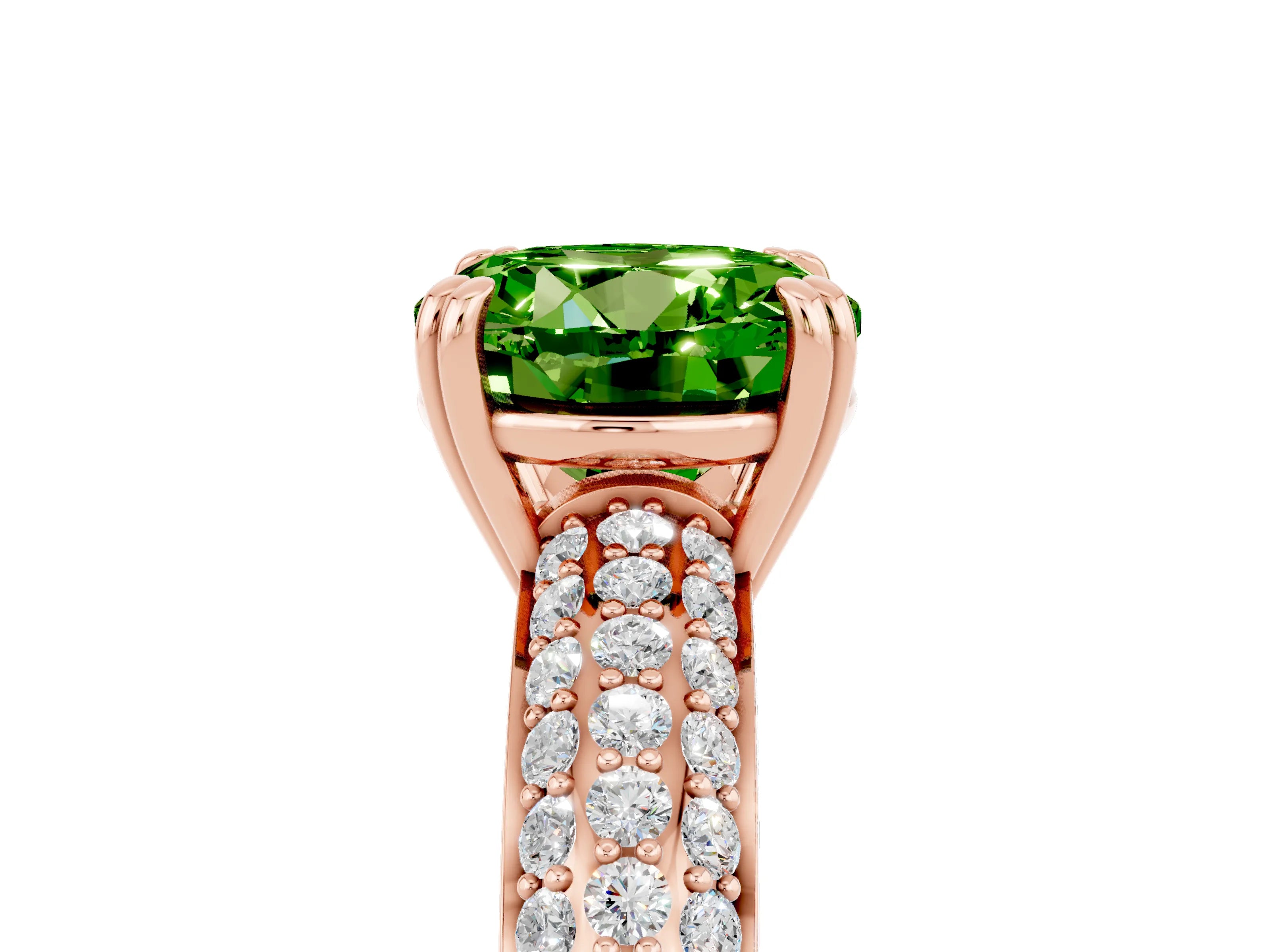 Rose gold Round Cut Cut Pave Diamond Engagement Ring with Channel Set Band and Four-Prong Setting_5