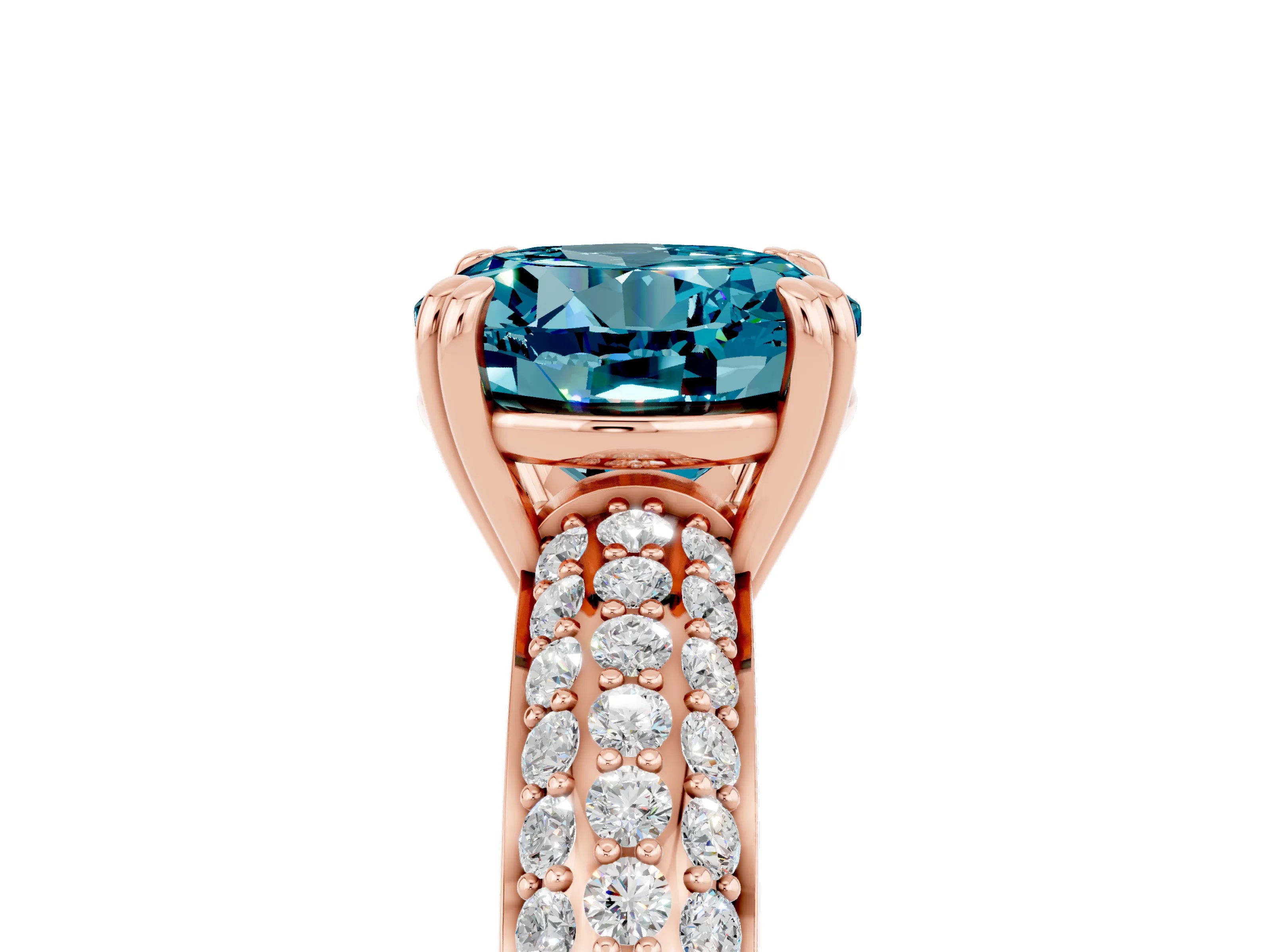 Rose gold Round Cut Cut Pave Diamond Engagement Ring with Channel Set Band and Four-Prong Setting_5
