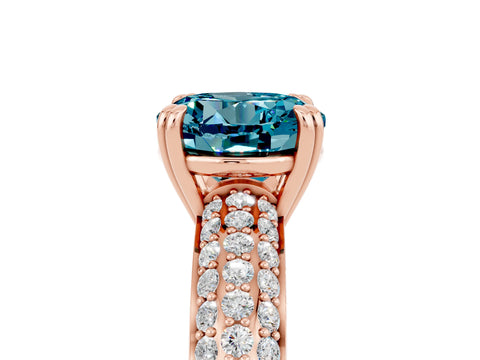 Rose gold Round Cut Cut Pave Diamond Engagement Ring with Channel Set Band and Four-Prong Setting_5