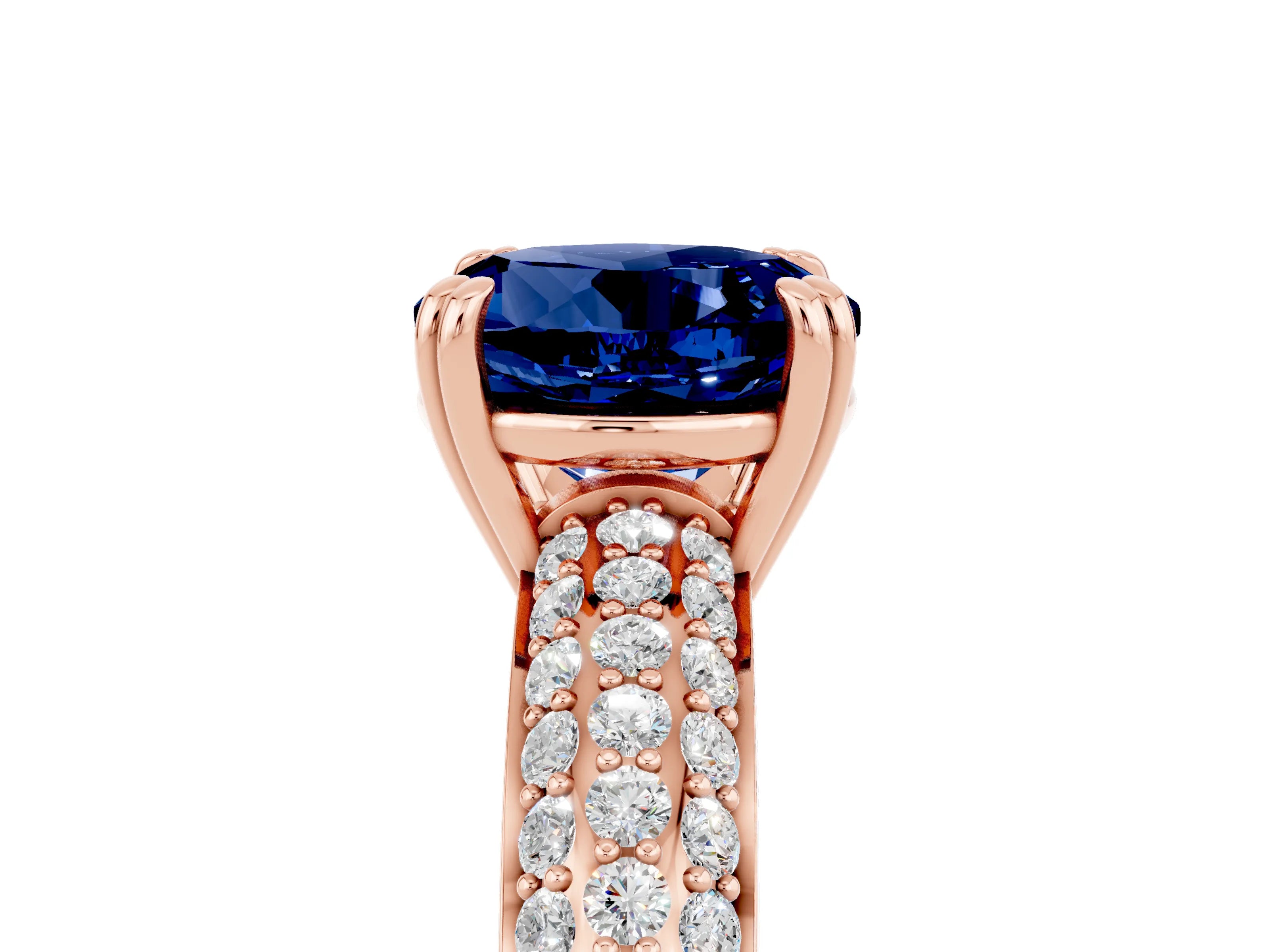 Rose gold Round Cut Cut Pave Diamond Engagement Ring with Channel Set Band and Four-Prong Setting_5