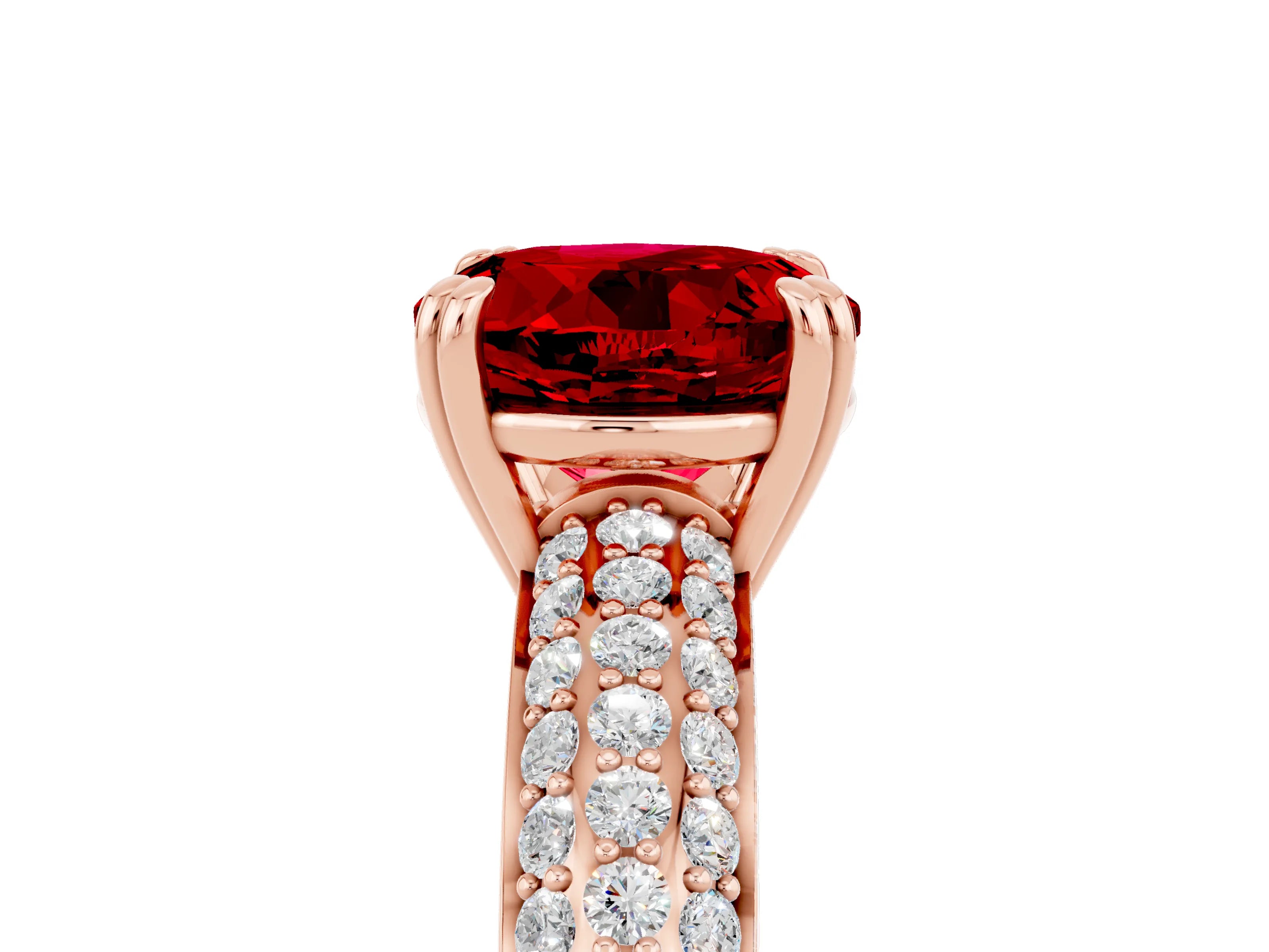 Rose gold Round Cut Cut Pave Diamond Engagement Ring with Channel Set Band and Four-Prong Setting_5