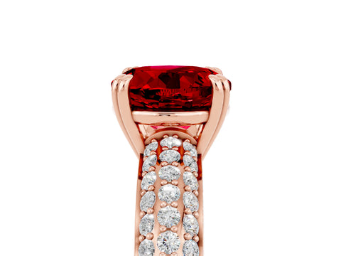 Rose gold Round Cut Cut Pave Diamond Engagement Ring with Channel Set Band and Four-Prong Setting_5