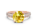 Rose gold Round Cut Cut Pave Diamond Engagement Ring with Channel Set Band and Four-Prong Setting