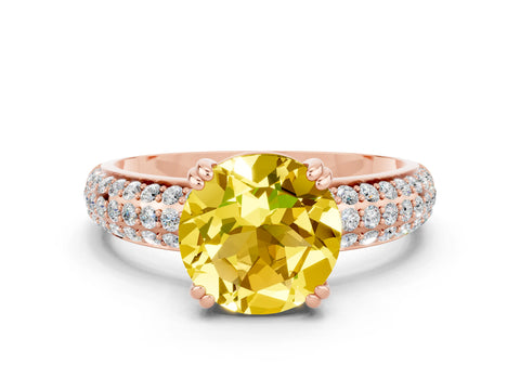 Rose gold Round Cut Cut Pave Diamond Engagement Ring with Channel Set Band and Four-Prong Setting