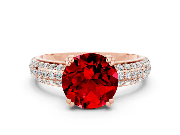 Rose gold Round Cut Cut Pave Diamond Engagement Ring with Channel Set Band and Four-Prong Setting