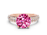 Rose gold Round Cut Cut Pave Diamond Engagement Ring with Channel Set Band and Four-Prong Setting