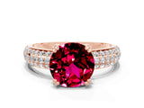 Rose gold Round Cut Cut Pave Diamond Engagement Ring with Channel Set Band and Four-Prong Setting
