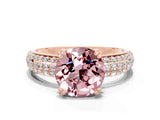 Rose gold Round Cut Cut Pave Diamond Engagement Ring with Channel Set Band and Four-Prong Setting