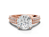 Rose gold Round Cut Cut Pave Split Shank Engagement Ring with Four-Prong Setting_15