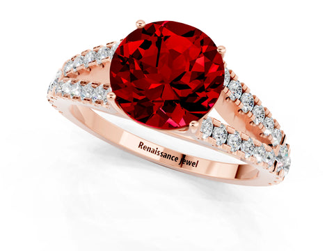 Rose gold Round Cut Cut Split Shank Pave Diamond Engagement Ring with Four-Prong Setting_1
