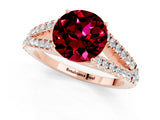Rose gold Round Cut Cut Split Shank Pave Diamond Engagement Ring with Four-Prong Setting_1