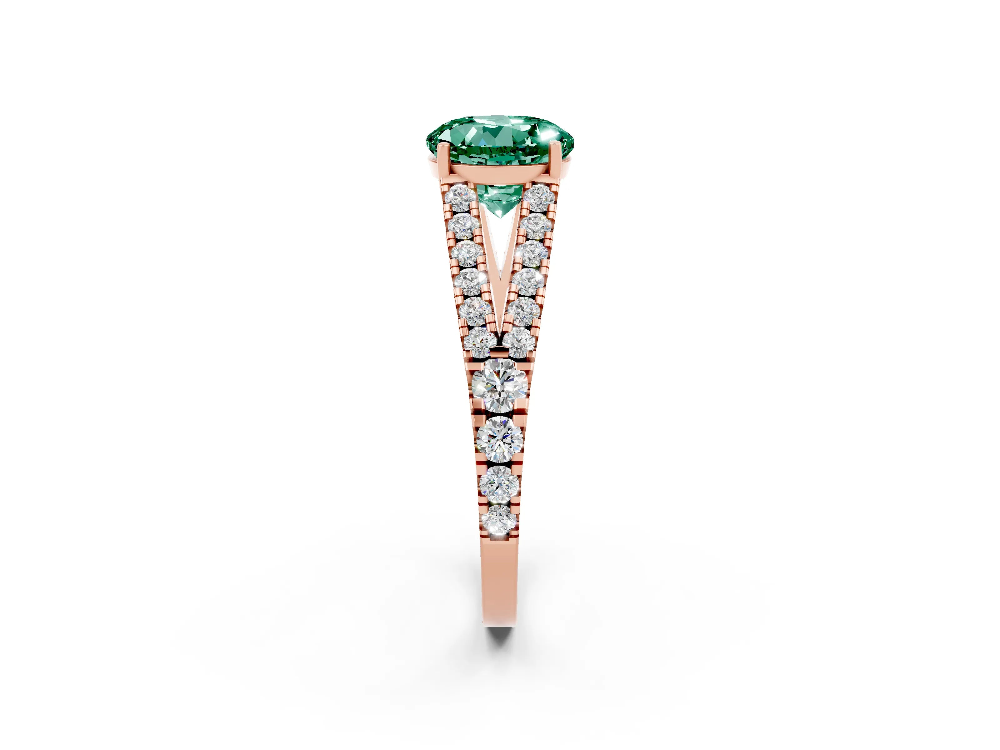 Rose gold Round Cut Cut Split Shank Pave Diamond Engagement Ring with Four-Prong Setting_2