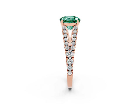 Rose gold Round Cut Cut Split Shank Pave Diamond Engagement Ring with Four-Prong Setting_2