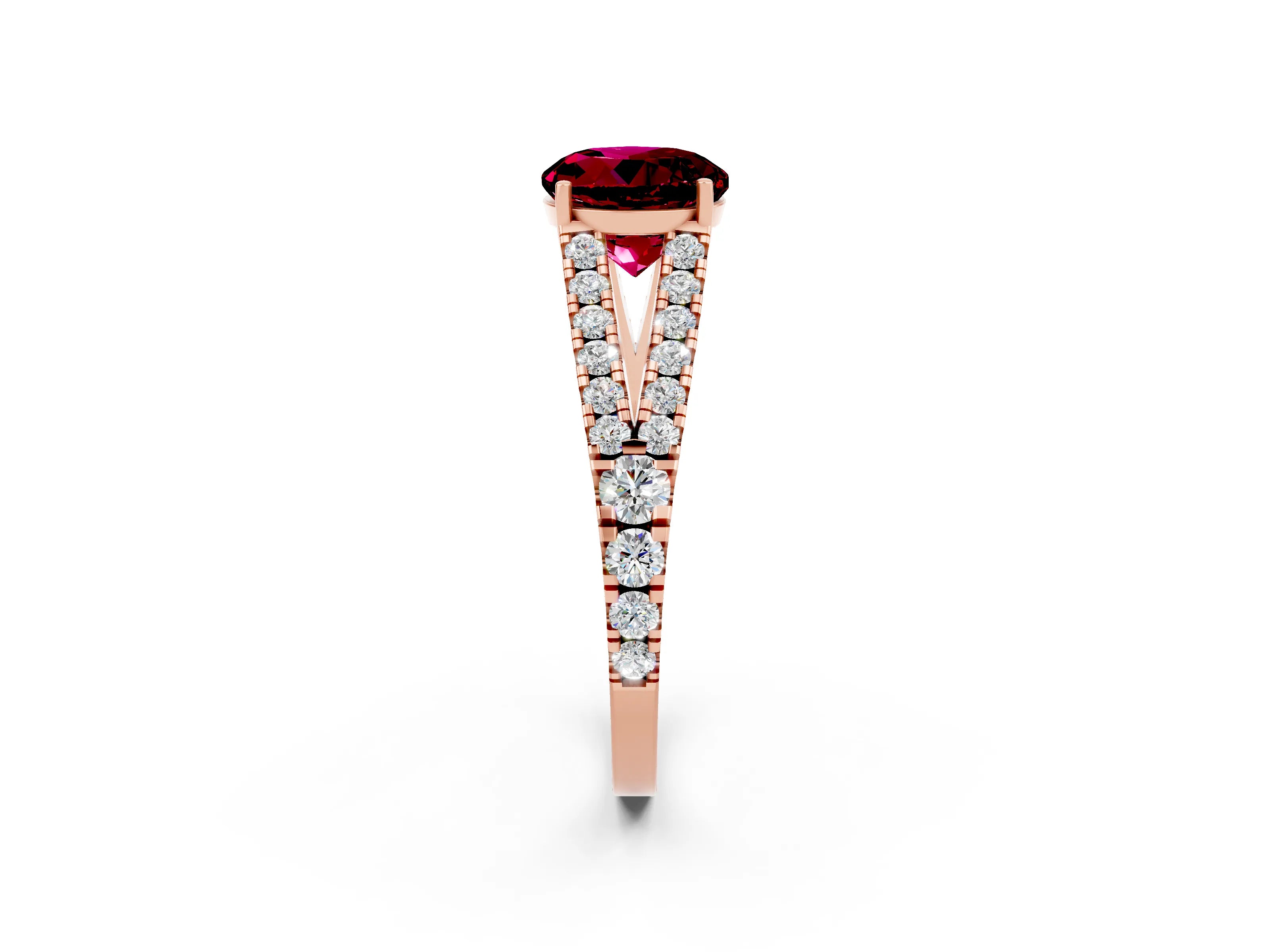 Rose gold Round Cut Cut Split Shank Pave Diamond Engagement Ring with Four-Prong Setting_2