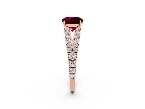 Rose gold Round Cut Cut Split Shank Pave Diamond Engagement Ring with Four-Prong Setting_2