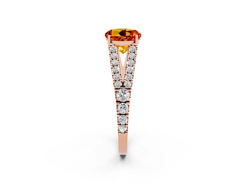 Rose gold Round Cut Cut Split Shank Pave Diamond Engagement Ring with Four-Prong Setting_2